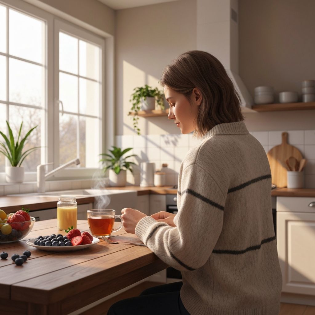 Everyday lifestyle scene with morning routine