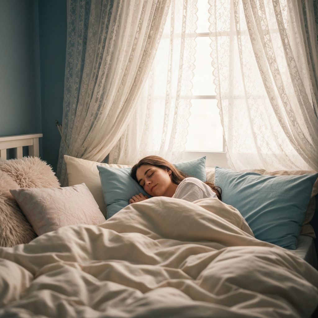 Peaceful bedroom with morning light